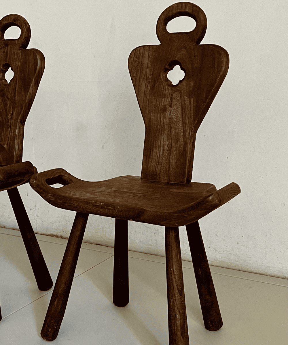 Brutalist oak chairs